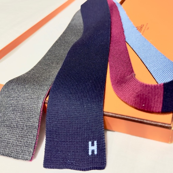 🔥HERMES EXCLUSIVE🔥🆕💯AUTH HERMES Maille De Soie 4 Temps Muti Seasons Tie😍 - Picture 11 of 17